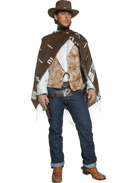 Mens Western Fancy Dress Wandering Gunman Costume-34291
