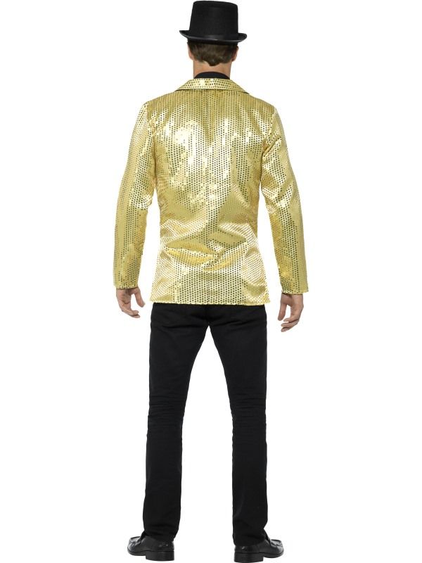 Mens Gold Sparkle Sequin Fancy Dress Costume Jacket-21163