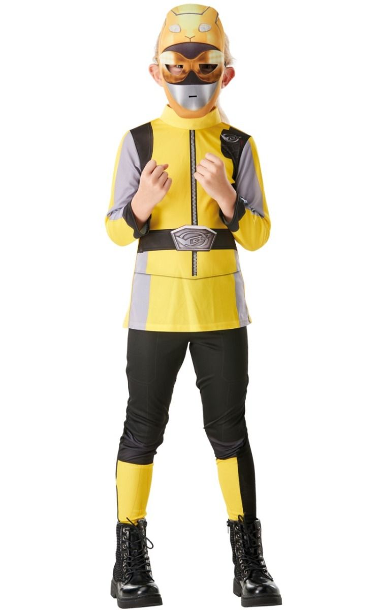 Yellow Ranger Costume Ladies 2nd Skin Power Rangers Fancy Dress Hen Party Outfit 