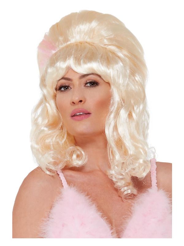 Lady High Beehive Wig Fancy Dress Party Accessory Black And Blonde 