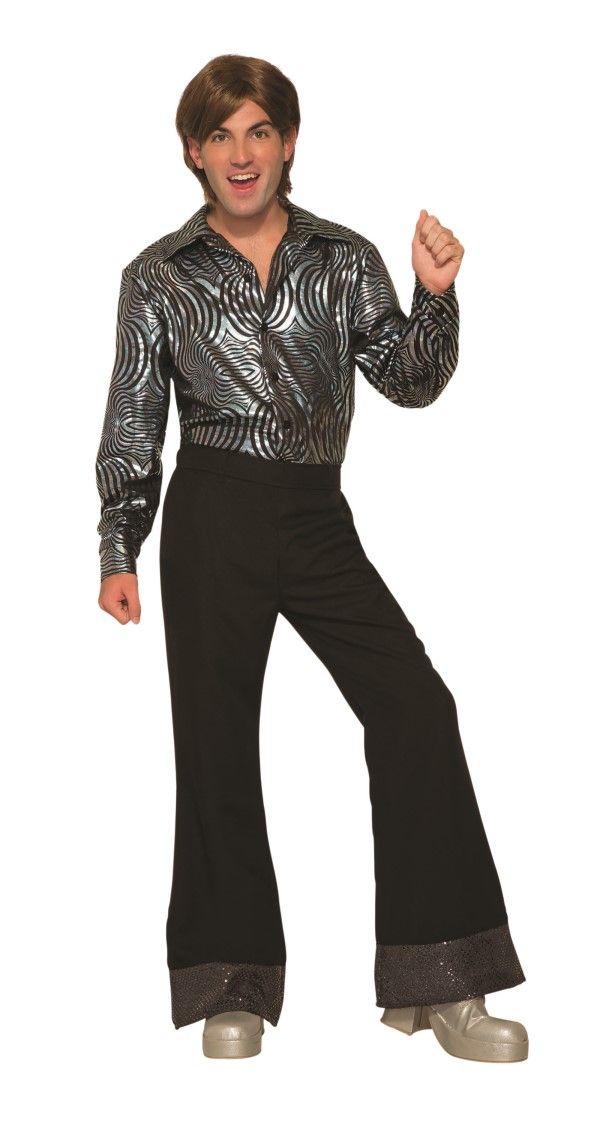 Disco Trousers (Black with Sequins) Mens Costume-AC80469