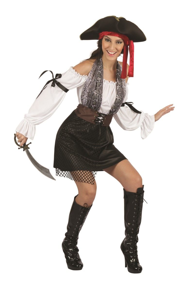 Pirate Lady Brown Costume Buccaneer Fancy Dress Outfit-AF085