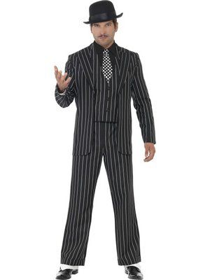 Mens Striped Vintage Gangster Boss Fancy Dress Costume-23042