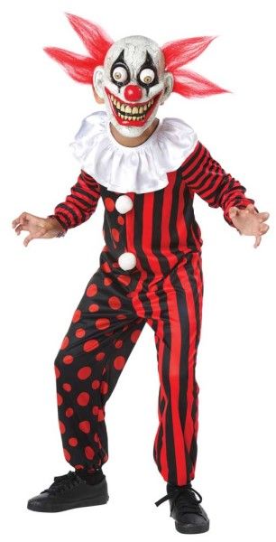 Childrens Red Black Googly Clown Fancy Dress Costume-3642A
