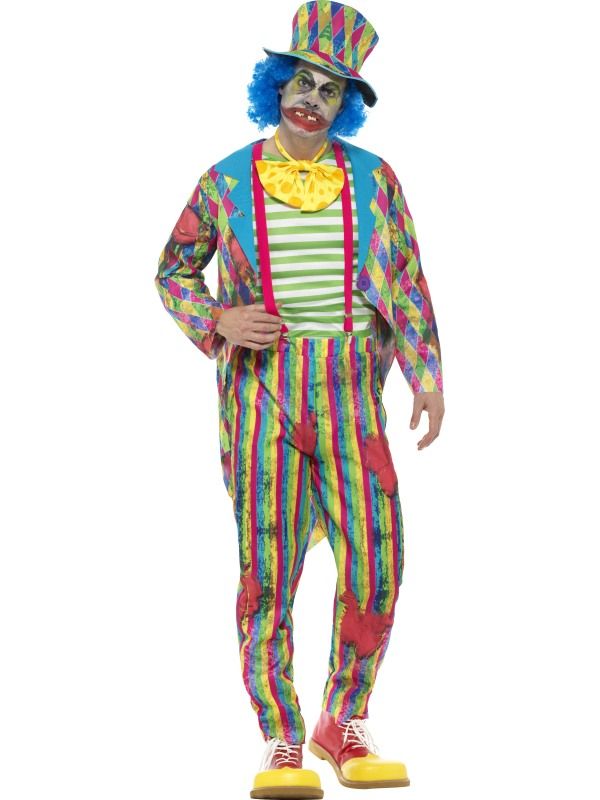 Mens Multicoloured Patchwork Clown Fancy Dress Costume-46872