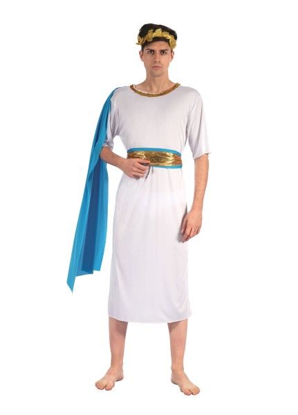 Ancient Greek God with Blue Sash Fancy Dress Costume-AF039