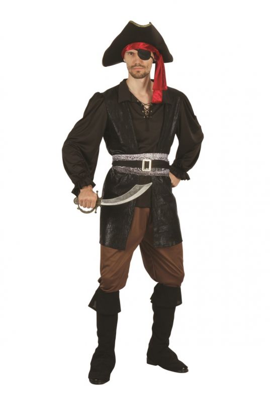 Pirate Captain Costume Fun Mens Fancy Dress Outfit-AF084