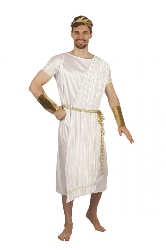 Greek God Costume Mens Roman White Fancy Dress Outfit-AF088