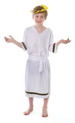 Classic Greek White Toga Kids Boy Fancy Dress Costume-CC030