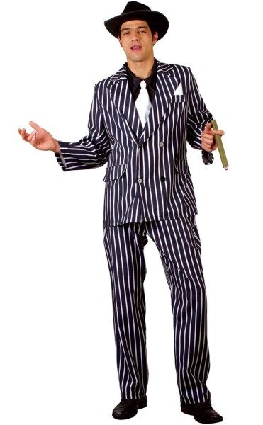 Mens Striped Godfather Gangster Fancy Dress Costume-EM3071