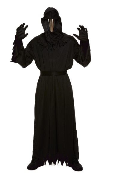 Mens Long Black Death Halloween Fancy Dress Costume-V36515