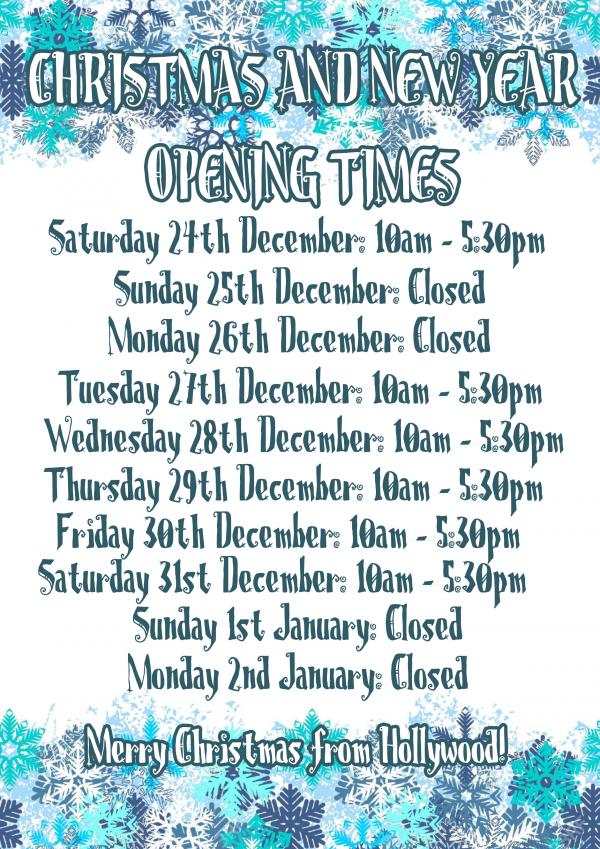 Opening Times for Christmas 2016 & New Year!