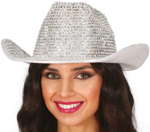 Silver Glitter Cowboy Hat