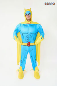 Forward the Clocks Fire Up the Fun bannanaman costume.